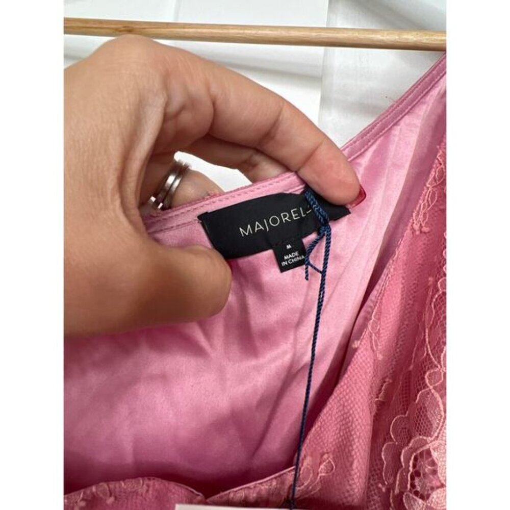 NWT Majorelle Ilaria One Shoulder Lace Overlay Mini Dress Pretty Pink Size: M - Picture 5 of 7